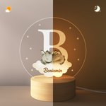 Veilleuse LED Acrylique avec Base en Bois Personnalisée Nom et Motif de Dragon Décoration de Chambre de Bébé Cadeau Anniversaire pour Enfants