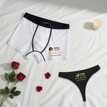 Personlig femstjärnig recension foto andningsaktiva par thong boxer underkläder brief set med namn datum och text födelsedag jubileum present