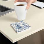 Gepersonaliseerde Retro Franse Toile De Jouy Stijl Vierkante Keramische Onderzetter met Initiaal en Naam Huwelijk Verlovingsgeschenk voor Pasgetrouwd Paar