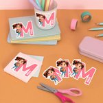 Personalized Cartoon Character Waterproof Labels Stickers with Initial and Name Birthday Back to School Gift for Boys Girls
