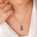 Personalised Cat Dog Bow Birthstone Necklace Dainty Jewellery Birthday Mother's Day Gift for Women Pet Lovers