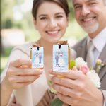 Personalised Cartoon Bride and Groom Watercolour Label Shot Bottle with Name and Date Wedding Favor Decor for Couple Guest Newlywed