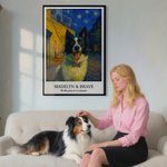 Personalized Night Cafe Oil-Painting Style Photo Poster Painting Framed Painting with Name and Text Birthday Anniversary Gift for Family Friends