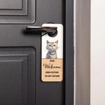 Personalized 3D Cartoon Cat Dog Pet Door Hanger with Name and Text Door Knob Sign Birthday Office Gift for Pet Lovers Owners