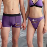 Personlig femstjärnig recension foto andningsaktiva par thong boxer underkläder brief set med namn datum och text födelsedag jubileum present