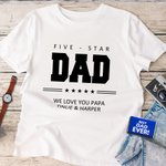 Personalised Five Star Design 100% Cotton Men's T-shirt with Title and Text Father's Day Birthday Gift for Dad Grandpa