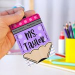 Personalized Polka Dots Pencil Design PU Leather ID Badge Holder with Text Back to School Teacher's Day Appreciation Gift for Teacher