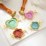 Personalised Vintage Pattern Wax Seal Stamp Set with Handle Wax Beads Wax Warmer Spoon and Box Party Wedding Gift for Bride Groom Craft Lover