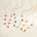 Personalizada Colorido Esmalte Letra Burbuja Pulsera Collar con Nombre Dainty Joyería Aniversario Cumpleaños Regalo para Mujeres