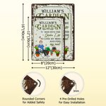 Personalized Retro Garden Cartoon Character Vertical Metal Sign with Name Garden Decor Birthday Gift for Grandma Mom Gardening Lover