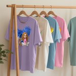 Personalized 3D Cartoon Dog and Girl T-shirt Sweatshirt Birthday Adoption Anniversary Gift for Dog Moms Dog Lovers