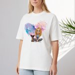 Personalized 3D Cartoon Dog and Girl T-shirt Sweatshirt Birthday Adoption Anniversary Gift for Dog Moms Dog Lovers