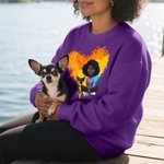 Personalized 3D Cartoon Dog and Girl T-shirt Sweatshirt Birthday Adoption Anniversary Gift for Dog Moms Dog Lovers
