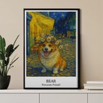 Personalized Night Cafe Oil-Painting Style Photo Poster Painting Framed Painting with Name and Text Birthday Anniversary Gift for Family Friends