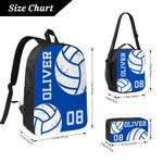 Personalised Multicolor Ball Sports Backpack Lunch Bag Pencil Case Set with Name and Number Team Training Back to School Gift for Kids Students