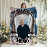 Coperta commemorativa personalizzata Heaven Angel Wings con foto e nome Ricordo in memoria di una persona amata Regalo di simpatia per la perdita di una persona amata