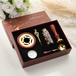 Personalised Vintage Pattern Wax Seal Stamp Set with Handle Wax Beads Wax Warmer Spoon and Box Party Wedding Gift for Bride Groom Craft Lover