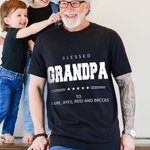 Personalised Five Star Design 100% Cotton Men's T-shirt with Title and Text Father's Day Birthday Gift for Dad Grandpa
