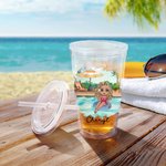 Personalized Pool Vacation Cartoon Girl Name 16 oz Acrylic Tumbler with Straw and Lid Beach Party Holiday Gift for Women