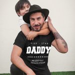 Personalised Five Star Design 100% Cotton Men's T-shirt with Title and Text Father's Day Birthday Gift for Dad Grandpa