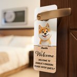 Personalized 3D Cartoon Cat Dog Pet Door Hanger with Name and Text Door Knob Sign Birthday Office Gift for Pet Lovers Owners