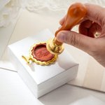 Personalised Vintage Pattern Wax Seal Stamp Set with Handle Wax Beads Wax Warmer Spoon and Box Party Wedding Gift for Bride Groom Craft Lover