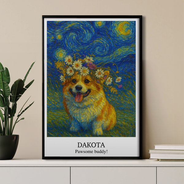 Personalized Starry Sky Oil Painting Effect Photo Canvas Painting with Name and Text Home Decor Birthday Gift for Family Friend Pet Lover