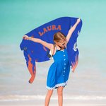 Toalla de playa personalizada multicolor con nombre y diseño de animales de buceo secado rápido vacaciones de verano regalo de cumpleaños para niños