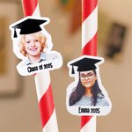 Personalised Graduation Cap Photo Waterproof Confetti Stickers with Text Graduation Party Decoration Favors for Graduates