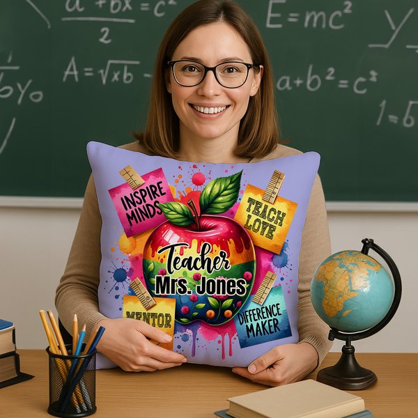 Henkilökohtainen Opettaja Teema Apple Opeta Rakkaus Pehmeä heittää tyynyn kansi tekstillä Home Decor Opettajan päivä lahja opettajalle