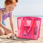 Personalized Birth Flower Cartoon Character Mesh Beach Tote Bag with Name Summer Vacation Swimming Pool Birthday Gift for Women Girls