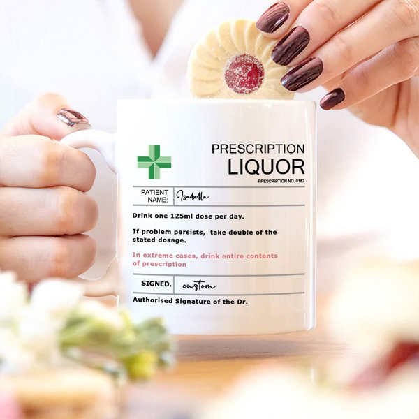 Personalized Funny Prescription Ceramic Mug with Name Birthday Gift for Family Friend