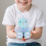 Personalized Gradient Pink Blue Stuffed Bunny Plush Toy with Name and Year Easter Basket Filler Birthday Gift for Kids