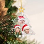 Personalized 1-9 Face Photos Christmas Tree Shape Acrylic Ornament Unique Home Decor Christmas Gift for Family Friends