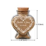 Gepersonaliseerde Love Heart Bloemen Glas Geheugen Zand Pot Fles met Naam en Datum Bruiloft Huwelijksreis Vakantie Gift voor Koppels Bruid Bruidegom