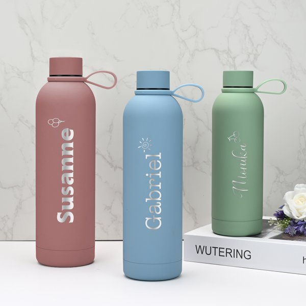 Personalisierte Ballon Sonne Kirsche Muster Edelstahl Isolierte Wasserflasche mit Namen Schulanfang Geburtstag Jahrestag Geschenk für Freunde Familie