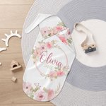Personalised Watercolor Flower Wreath 100% Cotton Soft Swaddle and Knot Hat Set with Name Baby Photo Props Baby Shower Gift for Newborn