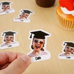 Personalised Graduation Cap Photo Waterproof Confetti Stickers with Text Graduation Party Decoration Favors for Graduates