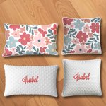 Personalised Danish Flower Soft Throw Pillow with Embroidered Name and Dotted Backing Home Decor Holiday Birthday Gift for Women Girls