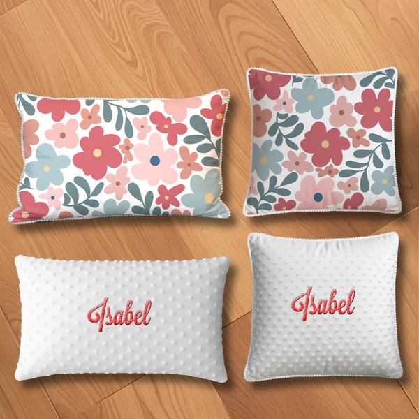 Henkilökohtainen tanskalainen kukka pehmeä heittää tyynyn kansi, jossa on kirjailtu nimi ja pistemäinen tausta Home Decor Holiday Birthday Gift for Women Girls