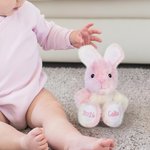 Personalized Gradient Pink Blue Stuffed Bunny Plush Toy with Name and Year Easter Basket Filler Birthday Gift for Kids