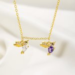 Personalized Family Hummingbird 1-8 Birthstones Necklace Dainty Jewelry Birthday Anniversary Mother's Day Gift for Women