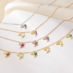 Personalized Family Hummingbird 1-8 Birthstones Necklace Dainty Jewelry Birthday Anniversary Mother's Day Gift for Women