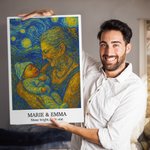 Personalized Starry Sky Oil Painting Effect Photo Canvas Painting with Name and Text Home Decor Birthday Gift for Family Friend Pet Lover