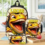 Personalised Cute 3D Cartoon Dinosaur Backpack Lunch Bag Pencil Case Set with Name Back to School Birthday Gift for Boys Girls