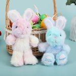 Personalized Gradient Pink Blue Stuffed Bunny Plush Toy with Name and Year Easter Basket Filler Birthday Gift for Kids