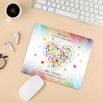 Personalised Colourful Heart Flower Anti-Slip Mouse Pad with Text and Name Office Supplies Back to School Appreciation Gift for Teachers