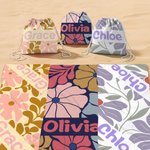 Serviette de Plage Pliable Personnalisée avec Nom et Fleur Danoise Accessoire à Séchage Rapide Sac de Plage Cadeau Anniversaire Voyage pour Femme