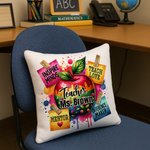 Taie d'oreiller personnalisée sur le thème de l'enseignant Apple Teach Love avec texte Décoration de la maison Cadeau de la journée de l'enseignant