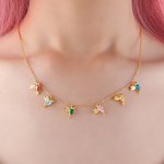 Personalized Family Hummingbird 1-8 Birthstones Necklace Dainty Jewelry Birthday Anniversary Mother's Day Gift for Women